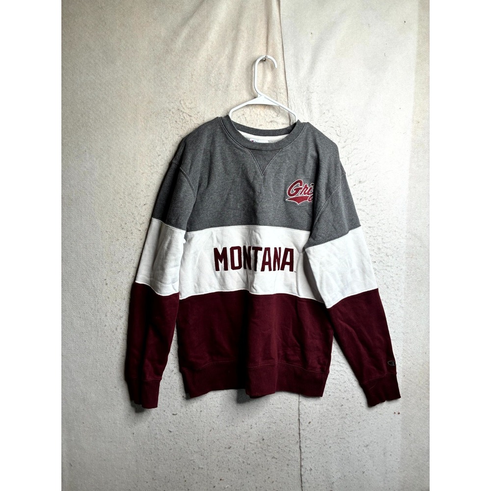 Champion Sweatshirt Mens Large Multi Colorblock Montana Griz Spellout Logo